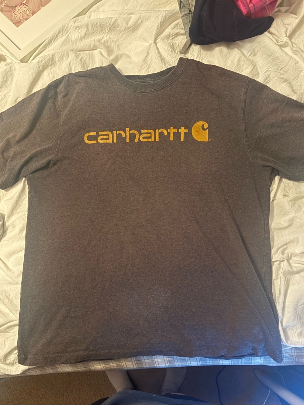 Carhartt Brown Short-Sleeve Tee with Yellow Logo